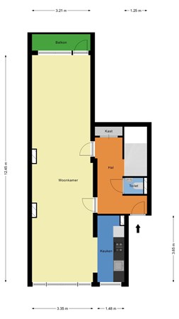 Floorplan - Schieweg 55c, 3038 AE Rotterdam